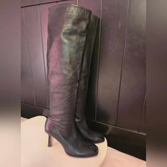 19 - Zara Black Over the Knee Boots - Picture 2 of 10